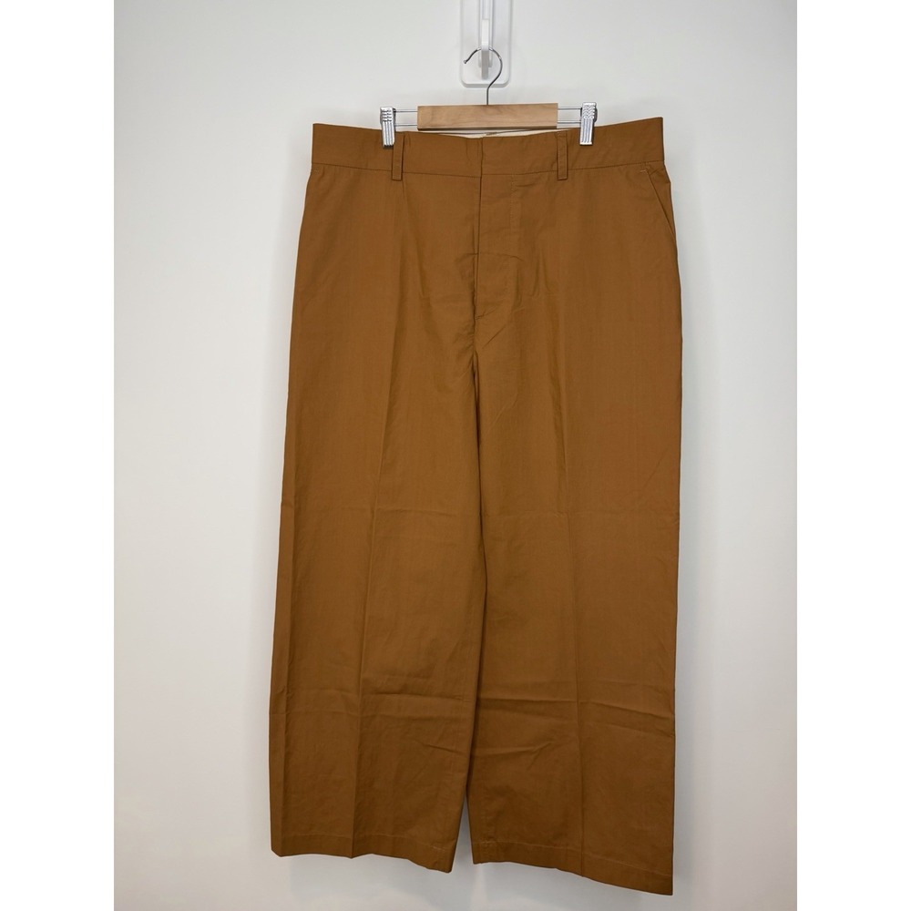 $695 Nanushka Faris Cropped Straight Leg Poplin Trousers Mens XL Orange Cotton